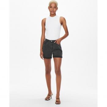 Short denim de mujer de tiro alto con dobladillo - Only (15264173-Negro)