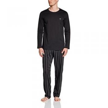 HOM - Pijama de dos piezas a rayas de manga larga con cuello redondo para hombre, color grau