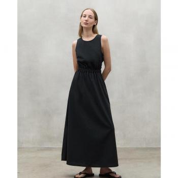 Vestido midi de tirantes y nudo en la espalda Galena negro ECOALF - Moda sostenible para mujer