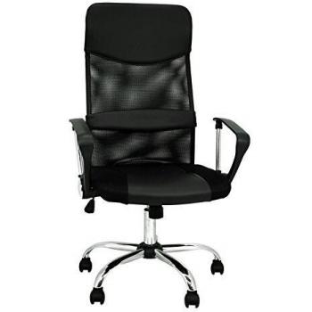 La Silla Española Santander Oficina con Reposacabezas, Piel_sintética, Negro, 52x55x118 cm