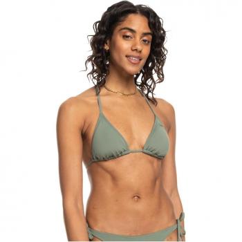Top de bikini Roxy Beach Classics mujer verde caqui L