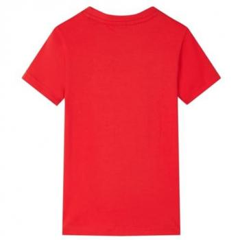 Camiseta Infantil de Manga Corta con Dibujo Portería de Fútbol en Color Rojo Talla 92