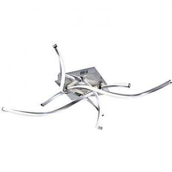 Plafón LED Polina 4 luces, dimmable, diseño moderno en aluminio plateado