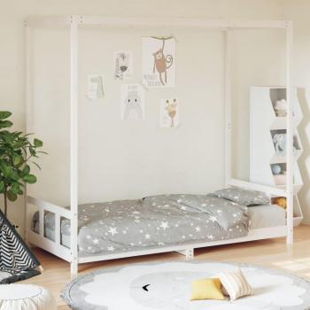 Estructura de cama para niños con envoltura redonda, madera maciza de pino blanco, dimensiones 90x200 cm