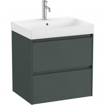 Roca - Mueble de baño con 2 cajones y lavabo Ona en color verde mate