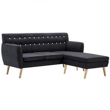 vidaXL Sofá con Forma L Tapizado de Tela Gris Oscuro 171,5x138x81,5 cm Sillón