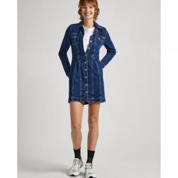 Vestido vaquero fit slim con cuello camisero para mujer marca Pepe Jeans - Modelo Candie marino
