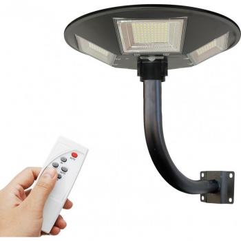 Farola solar 300W con poste de pared curvo y control remoto 55x13cm