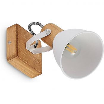 Lindby Merela foco de techo de madera y metal, 1 luz, color marrón, hecho de madera e.o., adecuado para salón y comedor, con casquillo E14