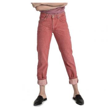 One Teaspoon Organic Red Awesome Baggies High Waist Straight Leg Jeans - Red Cotton Jeans & Pant - W27
