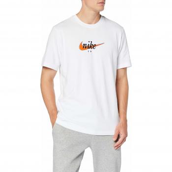 Nike M NK SB tee Futura T-Shirt, Hombre, White/Safety Orange, S
