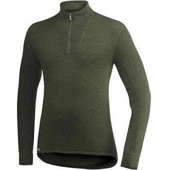 Polo de Cuello Alto con Cremallera de Merino 200 Verde Pino