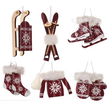 Guirma Set de Colgantes Rojos Navideños de Madera