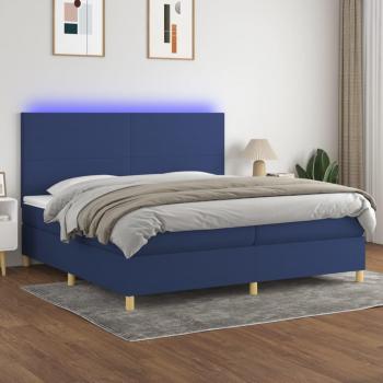 Colchón cama box spring de muelles con luces LED en tela azul 200x200 cm