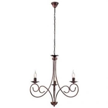 Araña de suspensión en hierro negro con decoración en cobre, 3 luces, 50x h60 cm