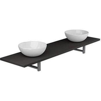 vidaXL Lavabo de Baño con Estante de Pared Cerámica Hogar Jardín Bricolaje Grifo Ducha Aseo Servicio Tocador Pila Ducha Toilette Diseño Decoración