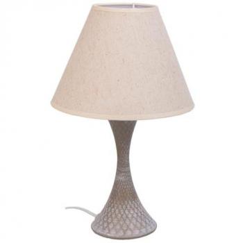 Lámpara de mesa de metal gris y tela blanca 220-240 V 23 x 38 x 23 cm