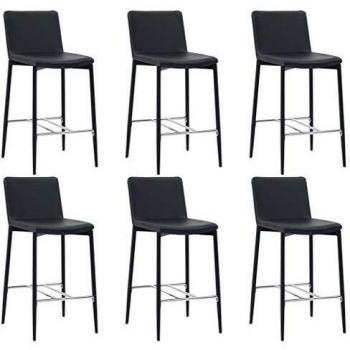 Taburetes de cocina 6 unidades cuero sintético negro