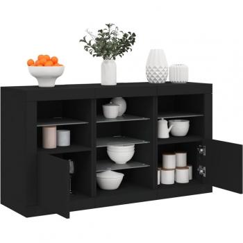Aparador con luces LED 123x37x67 cm, Mueble de Almacenaje de Salón, Armarios con Puertas, Cajón de Madera, Buffet para salón Moderno, Armario Auxiliar, Armario de