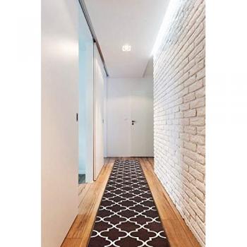 Alfombra de Pasillo Antideslizante con Refuerzo de Goma Enrejado Trébol Marrón 100x160 cm