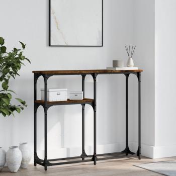 Mesa de centro consola en madera multicapa roble ahumado 90x22,5x75 cm