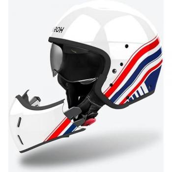 Airoh Casco Integral J 110 Eon Brillante - Casco Jet, color blanco, rojo y azul, talla L