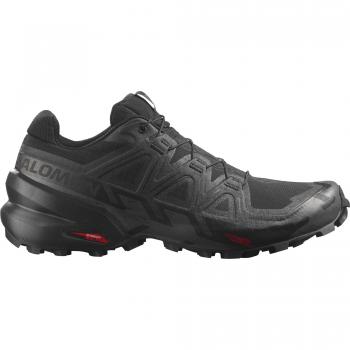 Salomon Speedcross 6 - Zapatillas de trail running para hombre, color negro, con suela Contagrip para tracción en terrenos difíciles, parte superior de malla técnica para transpirabilidad y ajuste seguro, plantilla Ortholite para