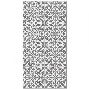 Alfombra Vinílica Hidráulica Geométrica Gris 80x250 cm - Antideslizante e Ignífuga - Ideal para Cocina y Salón