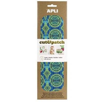 APLI - Papel Cut&Patch Verde&azul 3 hojas