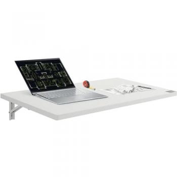 Mesa Plegable Montada en la Pared 900 x 500 mm, Escritorio Flotante con Soporte de Hierro para Espacios Pequeños, Mesa Abatible Multifuncional Blanca