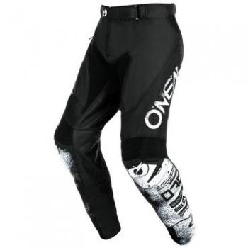 O'Neal Pantalones de Motocross Mayhem Scarz Negro-Blanco, Talla 32, Diseño moderno y atractivo, Material duradero y resistente a la abrasión, Protección en áreas clave, Ventilación para mayor comodidad