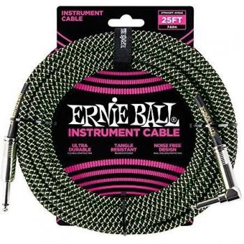 Ernie Ball Braided Instrument Cable - 7.62m Right Angle and Straight Connectors