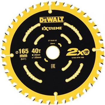 DEWALT DT10640-QZ - Disco de corte, Diámetro 165mm, 40 dientes EXTREME, Hoja de corte para sierras circulares, Tamaño del agujero 20mm