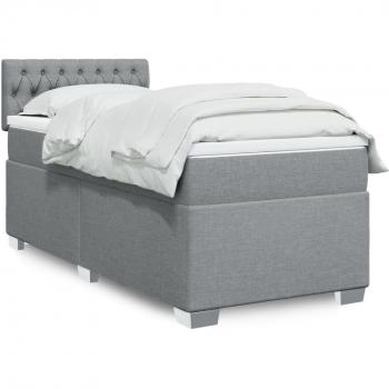 Cama box spring suave con colchón de tela gris claro 80x200 cm