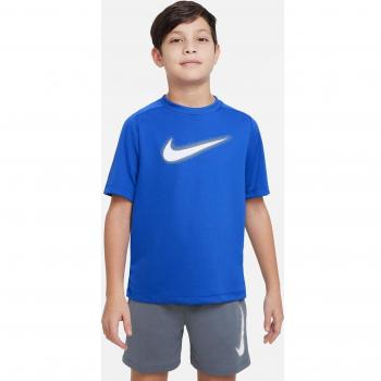 Nike Dri-FIT Graphic Camiseta de Manga Corta para Niños - Azul/Blanco, Talla L