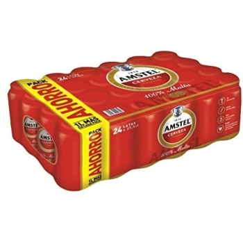 Amstel Cerveza - Lote de 24 Latas, Cada Una de 375 gr - Peso Total: 9000 gr