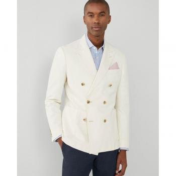 Americana de hombre de doble botonadura en tejido de espiga color crudo