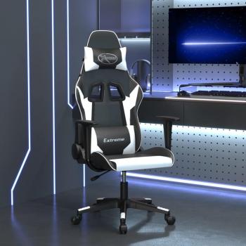 Silla de juego de masaje en cuero sintético blanco y negro