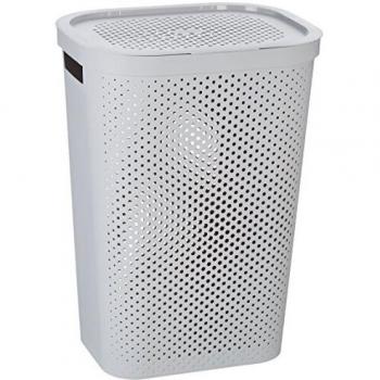 Curver 231008 - Cesta de ropa Infinity, 59 L, con asas, color gris y dots