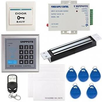 UHPPOTE Kit Completo 125KHz ID Tarjeta para Control De Acceso De una Sola Puerta con 280KG 600lbs Peso De Soporte Mortaja Montada Magnética Cerradura 110-240V AC Suministro De Energía