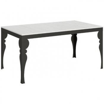 Mesa extensible 90x180/440 cm Paxon Blanca con estructura metálica antracita para 8 a 20 personas