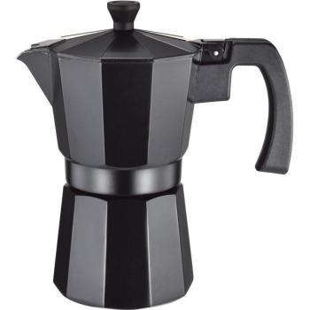 Cafetera Suprema de Aluminio Negra para 3 Tazas con Válvula de Seguridad - Compatible con Vitrocerámica, Gas y Eléctrica