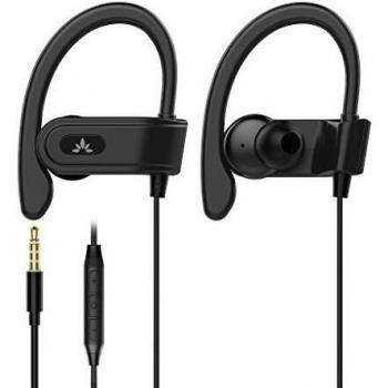 Avantree Auriculares Running Deportivos con Micrófono, Auriculares con Cable para Correr con Gancho de Oreja Compatibile con iPhone, Samsung - E171
