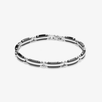 Radiant Pulsera de Hombre Ceramic de Acero Plateada con Cerámica Negra