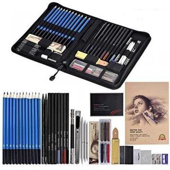 Cozywind Lapices Dibujo Artístico Bosquejo Material Set,Incluye Lápices Pastel,Grafito,Carboncillos,Bloc,Caja Portátil