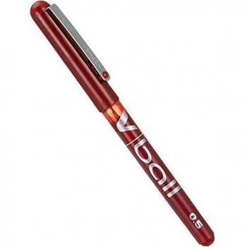 PILOT-Lote de 3 bolígrafos roller VBall VB 5 punta de metal, color rojo
