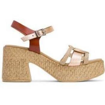 Porronet Sandalia Tacón Piel y Textil Cuero Rose Jana