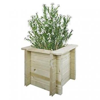 Jardinera elevada de madera TIMBELA - 38x38xH35 cm - macetas de exterior para jardín, balcón, terraza - Macetas de madera para flores, especias y verduras - Madera maciza de pino