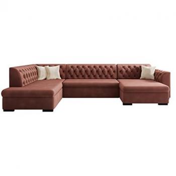 Sofá rinconero Comfivo 269 con función de descanso y caja de ropa de cama, dimensiones 345 x 205 x 82 cm, tapizado en Magic Velvet