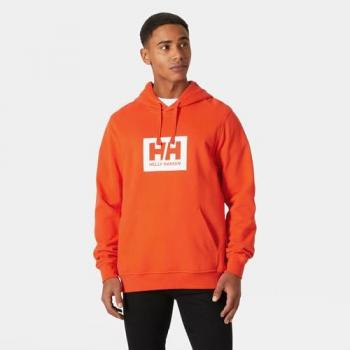 Helly Hansen Men's Classic Cotton Hoodie - Red and Fire Orange, Casual Long Sleeve